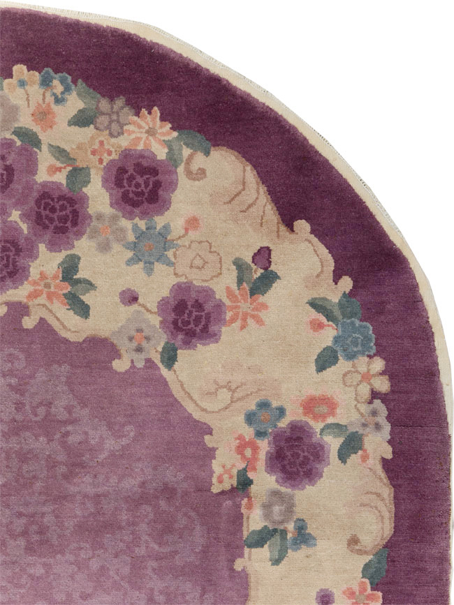 Round Oval Vintage Chinese Art Deco Accent Rug, No.30345 - Staging