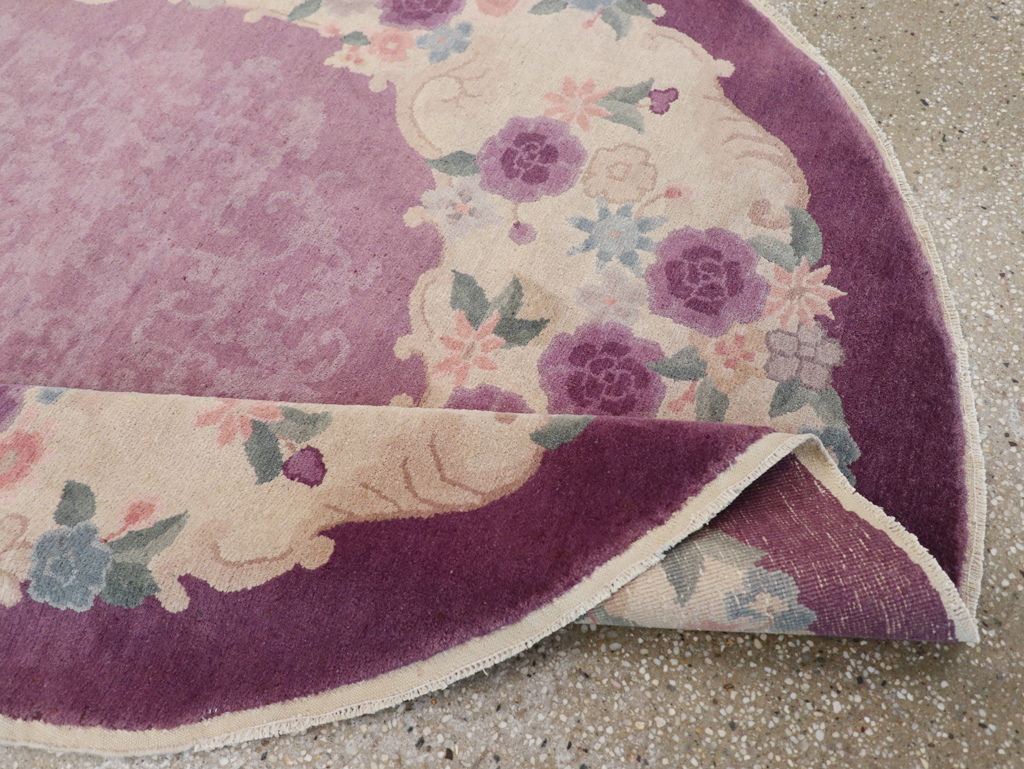 Round Oval Vintage Chinese Art Deco Accent Rug, No.30345 - Staging