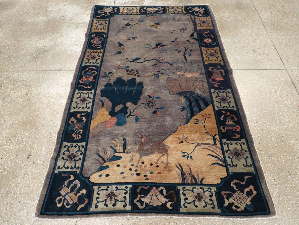 Vintage Chinese Art Deco Accent Rug, No.30349 - Staging