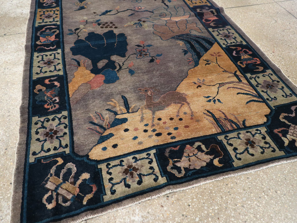 Vintage Chinese Art Deco Accent Rug, No.30349 - Staging