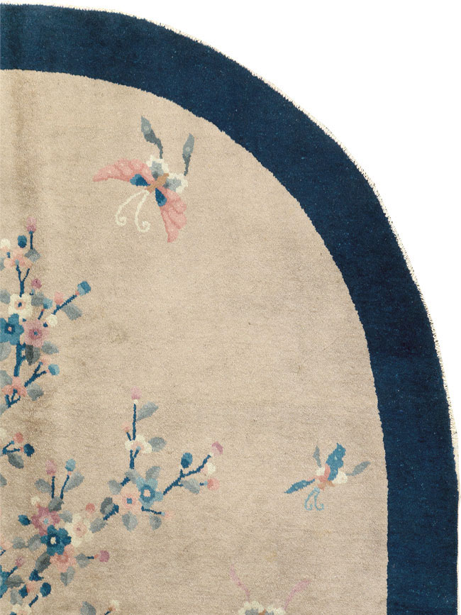 Vintage Chinese Art Deco Oval Accent Rug, No.30350 - Staging