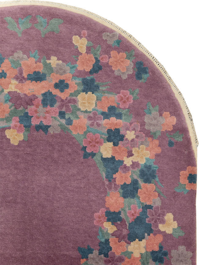 Round Oval Vintage Chinese Art Deco Accent Rug, No.30351 - Staging