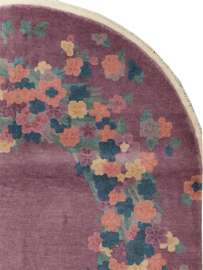 Round Oval Vintage Chinese Art Deco Accent Rug, No.30351 - Staging