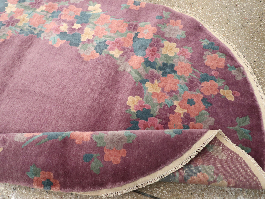 Round Oval Vintage Chinese Art Deco Accent Rug, No.30351 - Staging