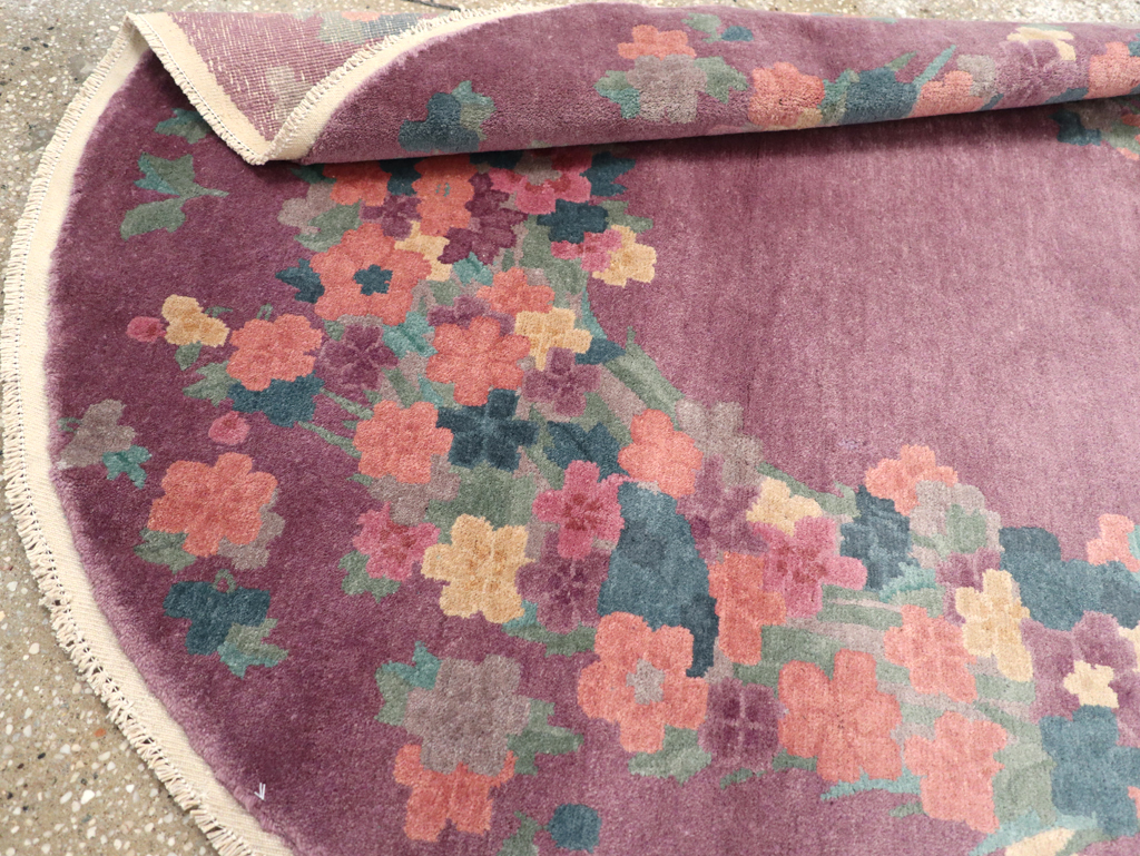 Round Oval Vintage Chinese Art Deco Accent Rug, No.30351 - Staging