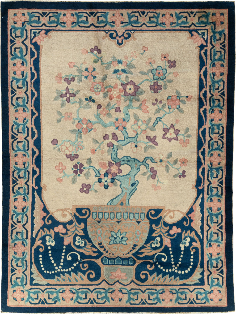 Vintage Chinese Art Deco Accent Rug, No.30362 - Staging