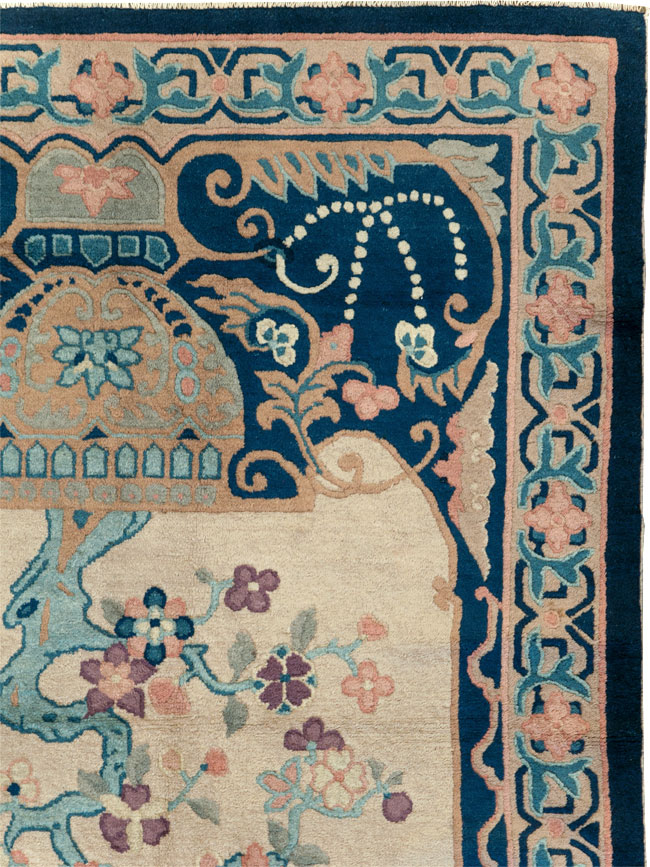 Vintage Chinese Art Deco Accent Rug, No.30362 - Staging