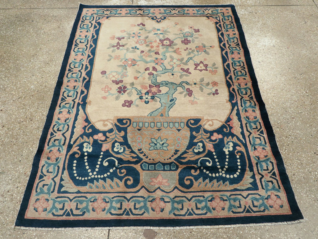 Vintage Chinese Art Deco Accent Rug, No.30362 - Staging