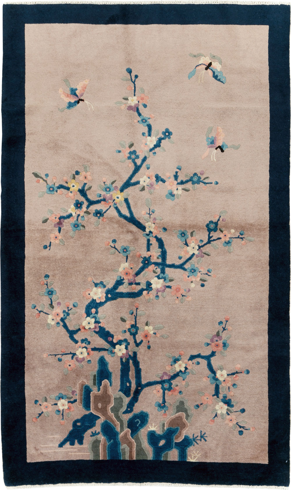 Mid-20th Century Handmade Chinese Art Deco Accent Rug, No.30369 - Staging