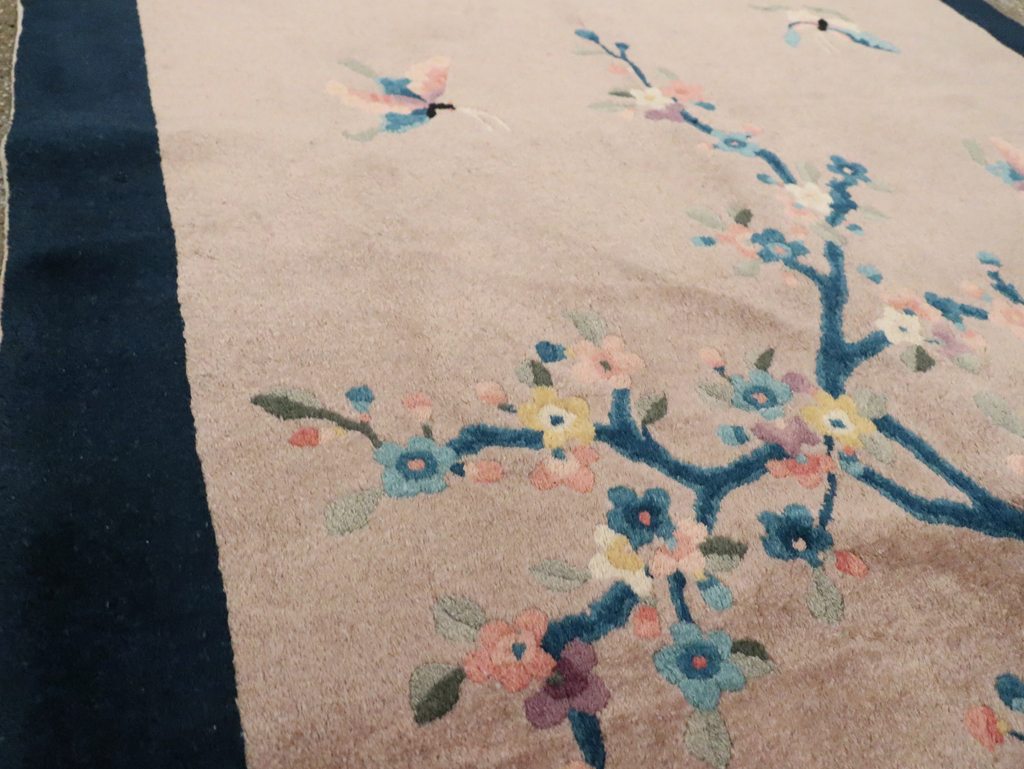 Mid-20th Century Handmade Chinese Art Deco Accent Rug, No.30369 - Staging
