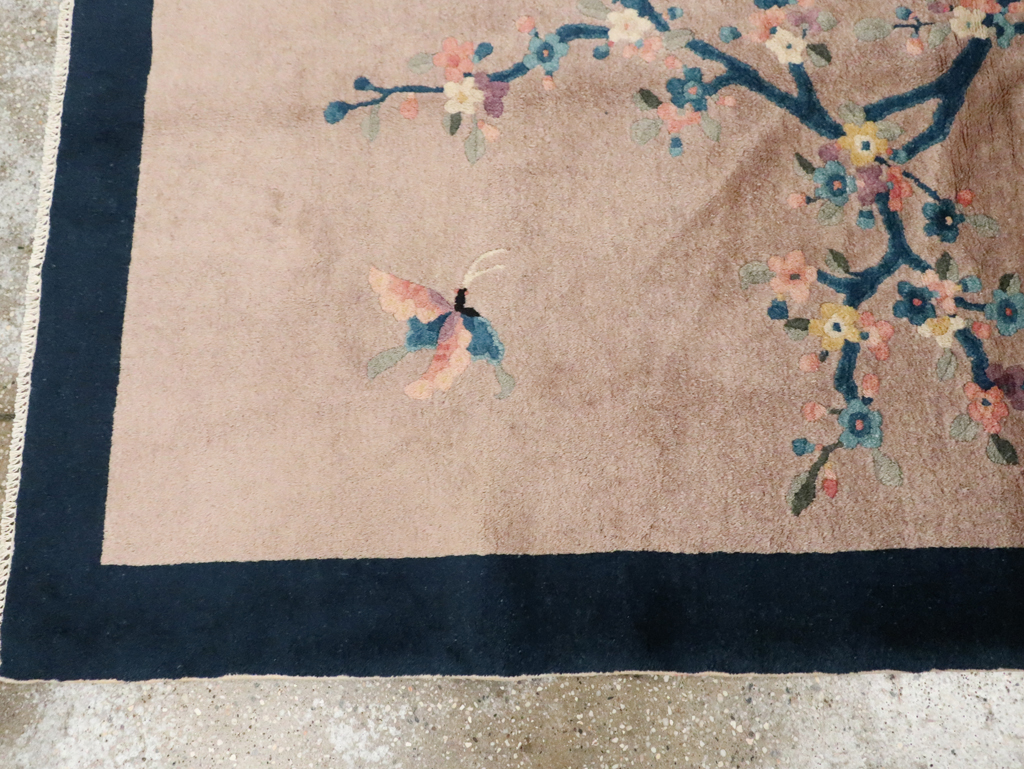 Mid-20th Century Handmade Chinese Art Deco Accent Rug, No.30369 - Staging