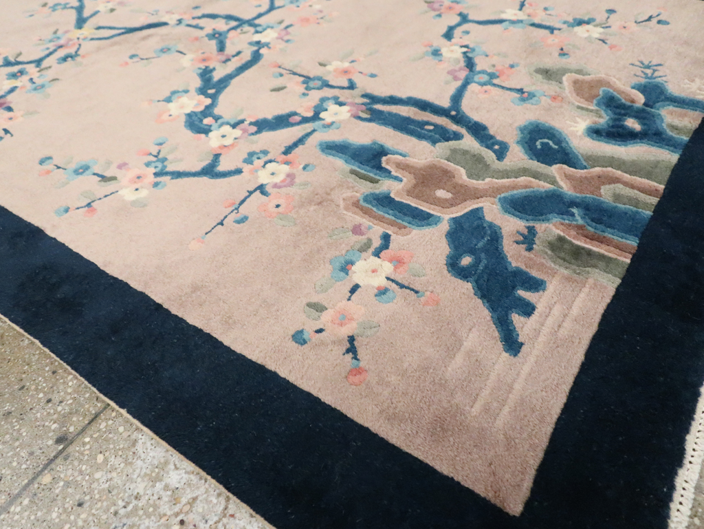 Mid-20th Century Handmade Chinese Art Deco Accent Rug, No.30369 - Staging