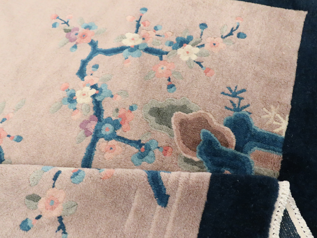 Mid-20th Century Handmade Chinese Art Deco Accent Rug, No.30369 - Staging