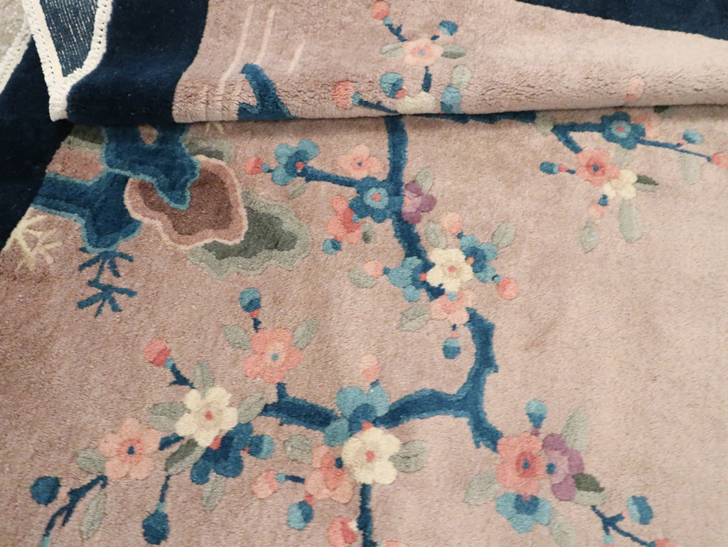 Mid-20th Century Handmade Chinese Art Deco Accent Rug, No.30369 - Staging