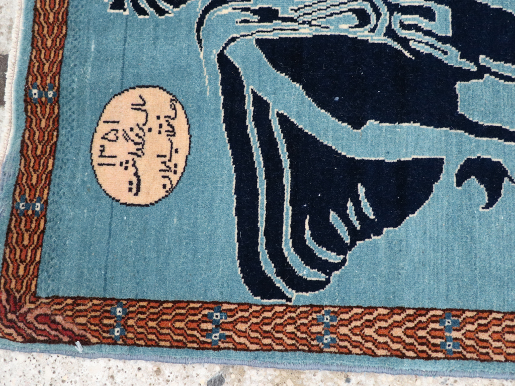 Vintage Persian Pictorial Tabriz Rug (Pair: 1 of 2), No.30378 - Staging