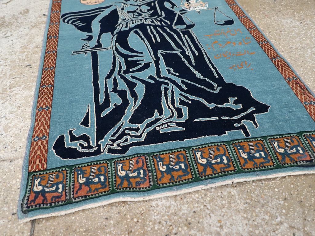 Vintage Persian Pictorial Tabriz Rug (Pair: 1 of 2), No.30378 - Staging