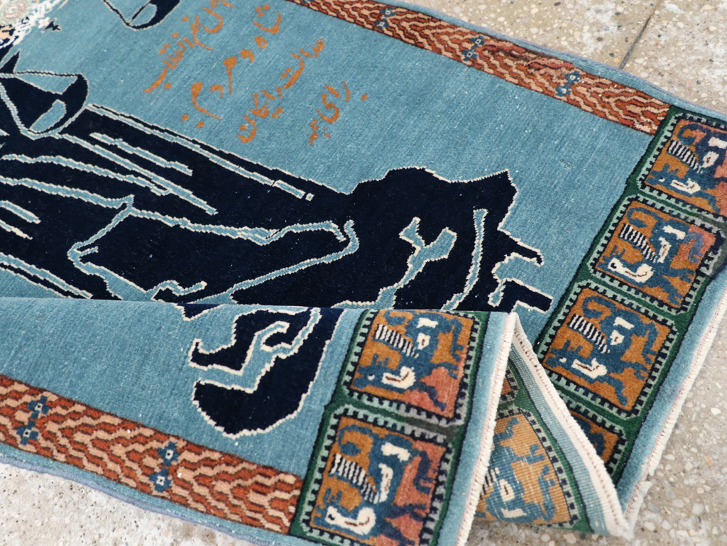 Vintage Persian Pictorial Tabriz Rug (Pair: 1 of 2), No.30378 - Staging