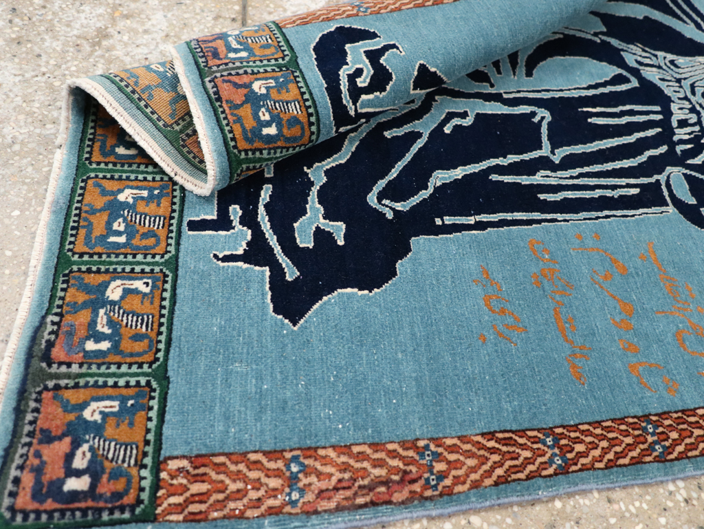 Vintage Persian Pictorial Tabriz Rug (Pair: 1 of 2), No.30378 - Staging