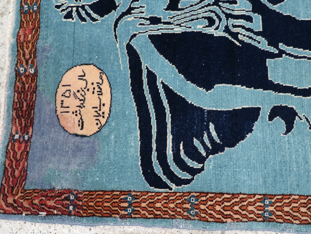 Vintage Persian Pictorial Tabriz Rug (Pair: 2 of 2), No.30379 - Staging