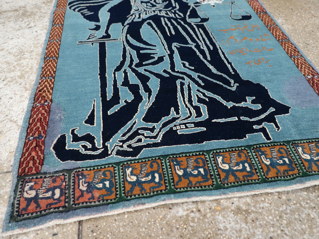 Vintage Persian Pictorial Tabriz Rug (Pair: 2 of 2), No.30379 - Staging