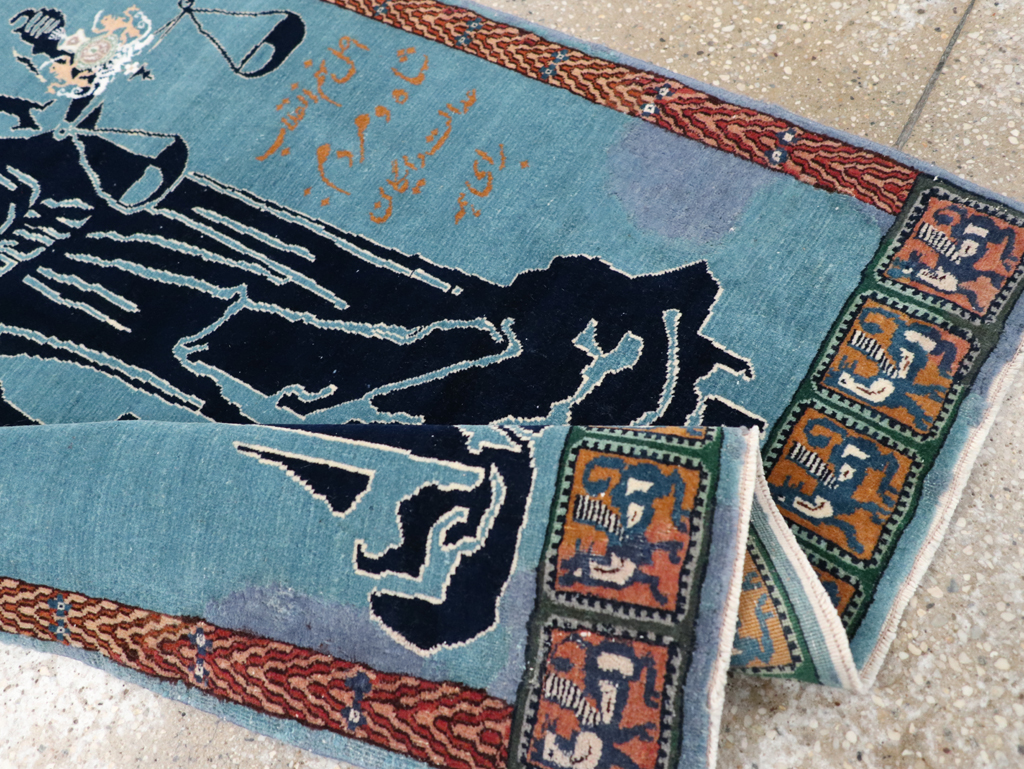 Vintage Persian Pictorial Tabriz Rug (Pair: 2 of 2), No.30379 - Staging