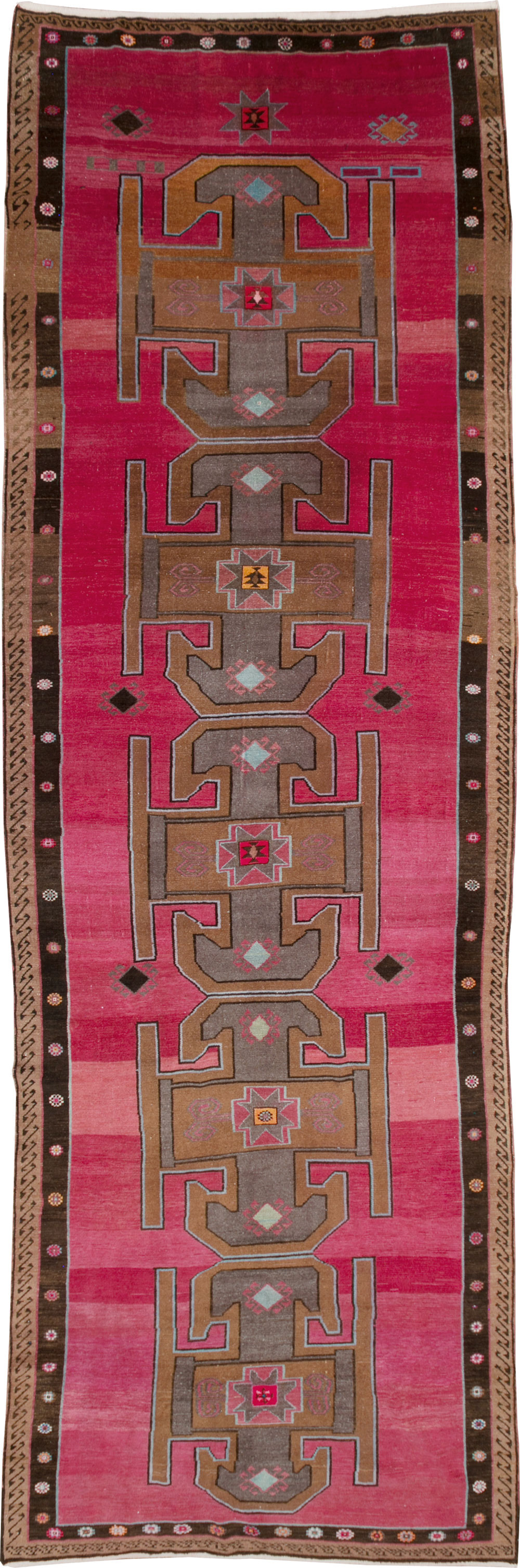 Vintage Turkish Anatolian Wide Gallery Runner, No.30388 - Staging