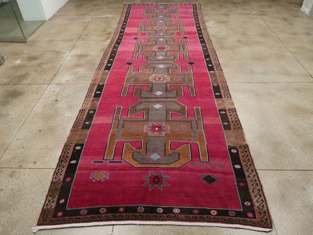 Vintage Turkish Anatolian Wide Gallery Runner, No.30388 - Staging