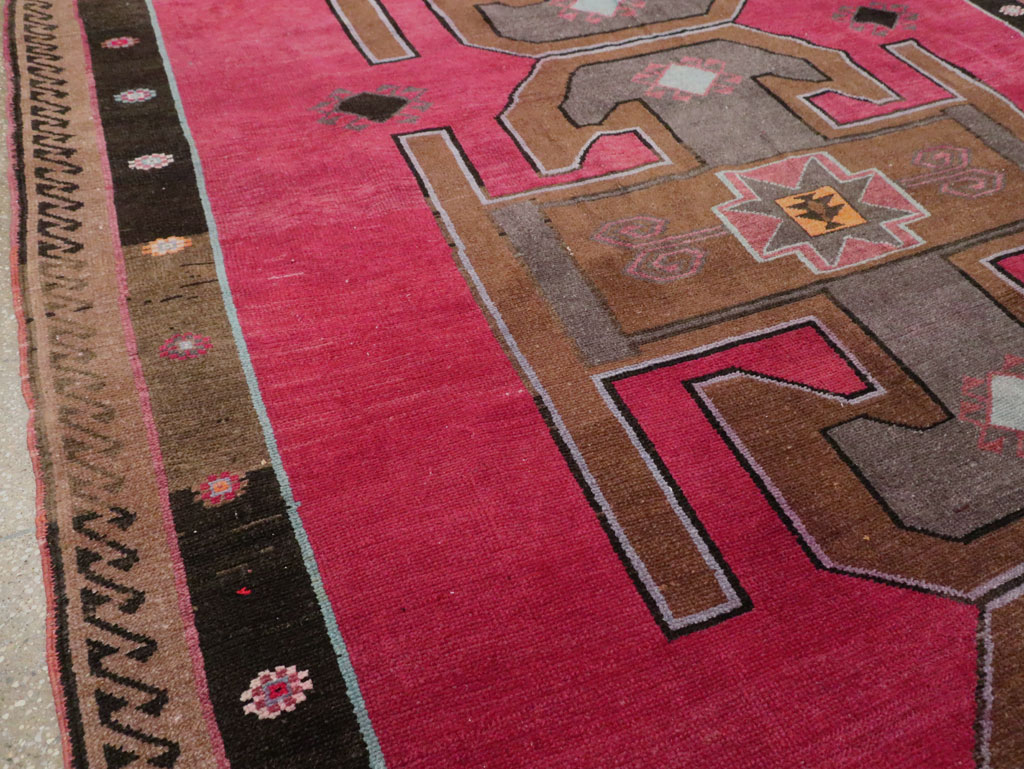 Vintage Turkish Anatolian Wide Gallery Runner, No.30388 - Staging