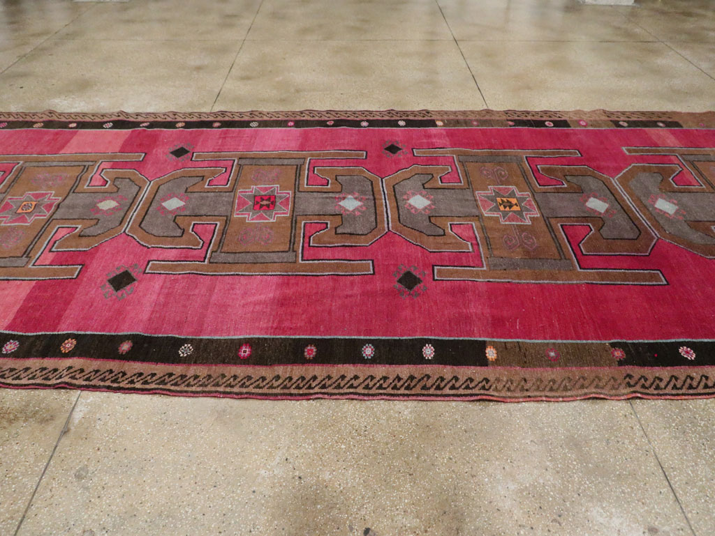 Vintage Turkish Anatolian Wide Gallery Runner, No.30388 - Staging