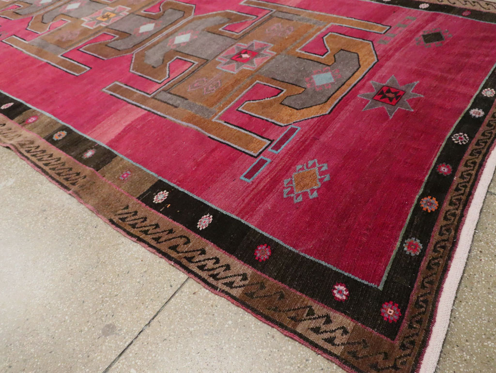 Vintage Turkish Anatolian Wide Gallery Runner, No.30388 - Staging