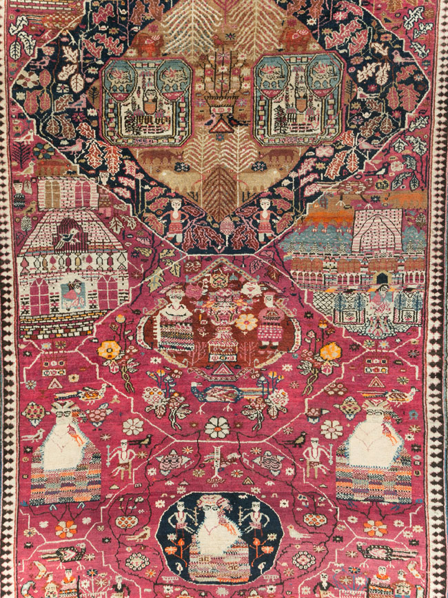 Antique Pictorial Kurdish Rug, No.30391 - Staging