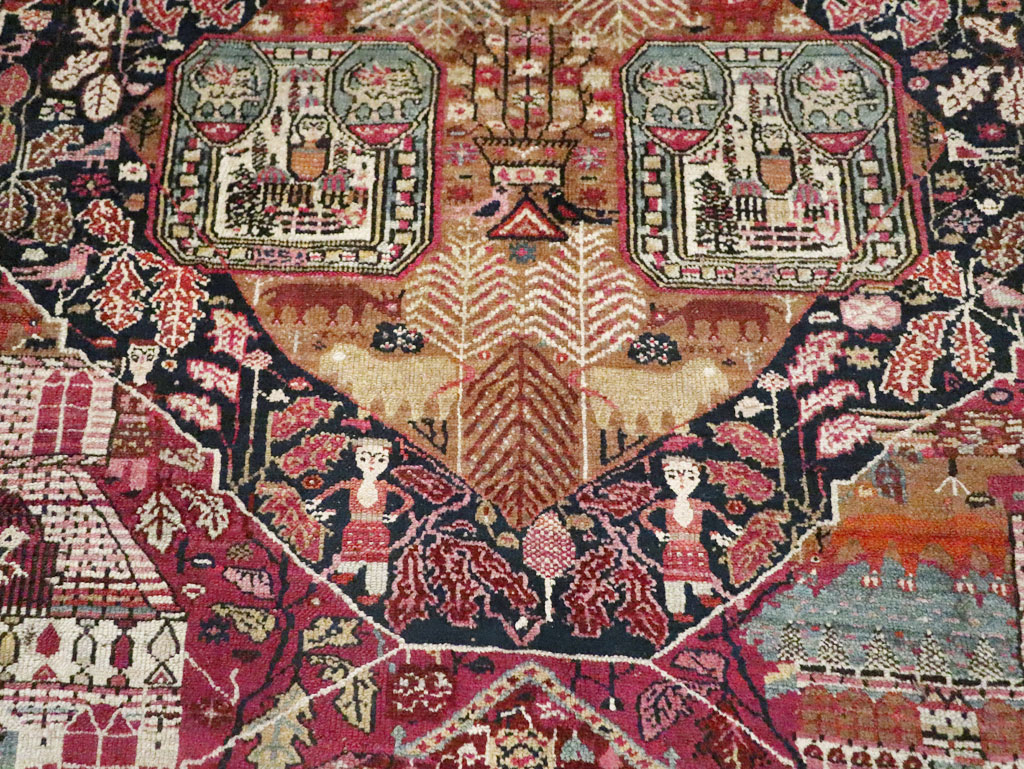 Antique Pictorial Kurdish Rug, No.30391 - Staging