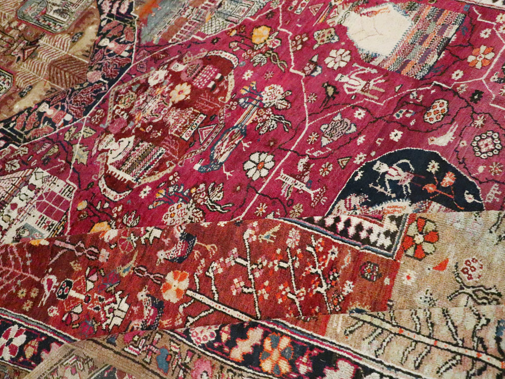 Antique Pictorial Kurdish Rug, No.30391 - Staging