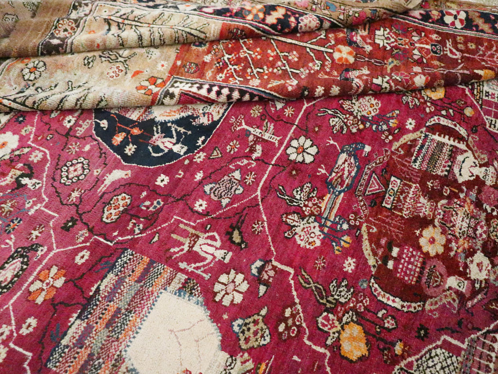 Antique Pictorial Kurdish Rug, No.30391 - Staging