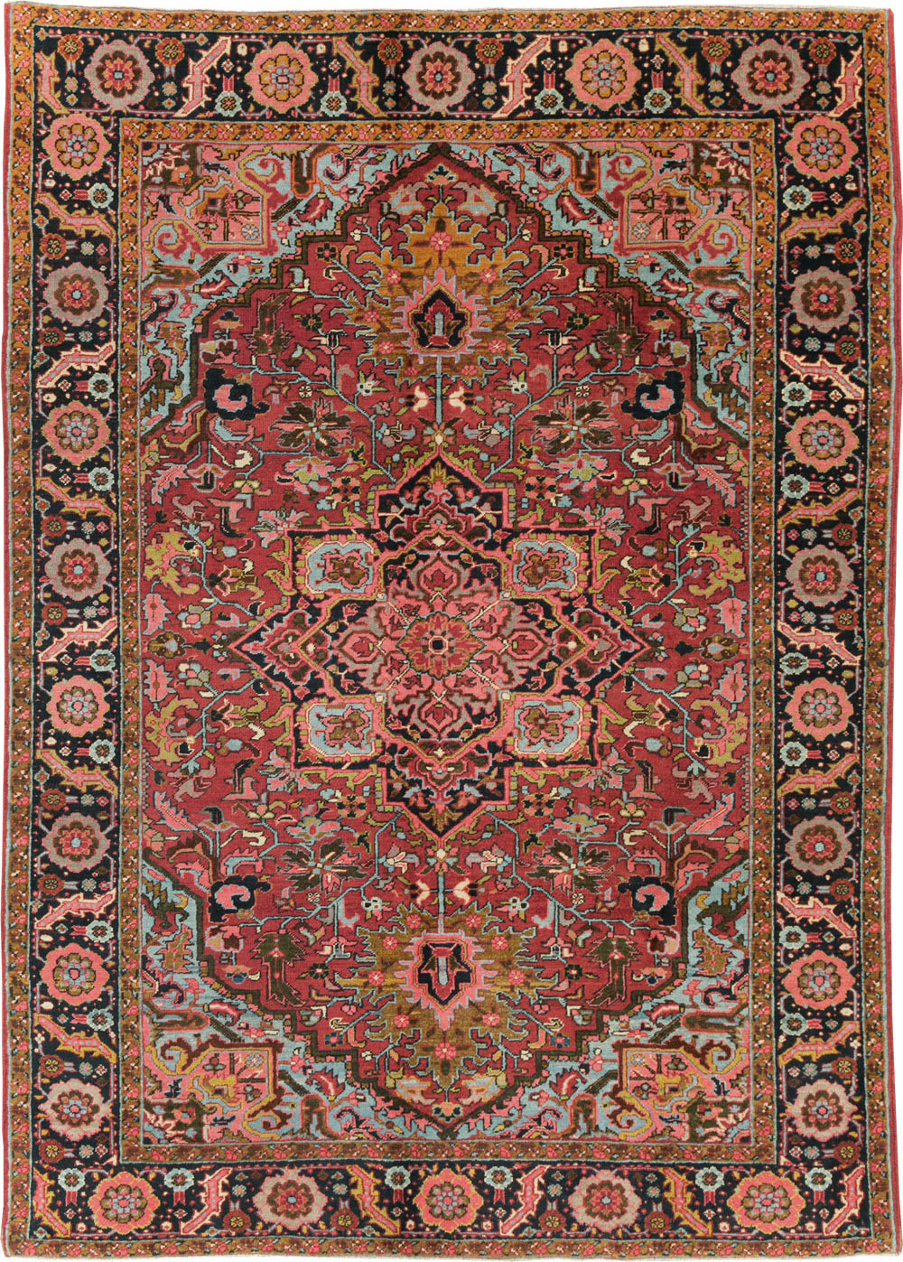 Vintage Persian Heriz Accent Carpet, No.30401 - Staging