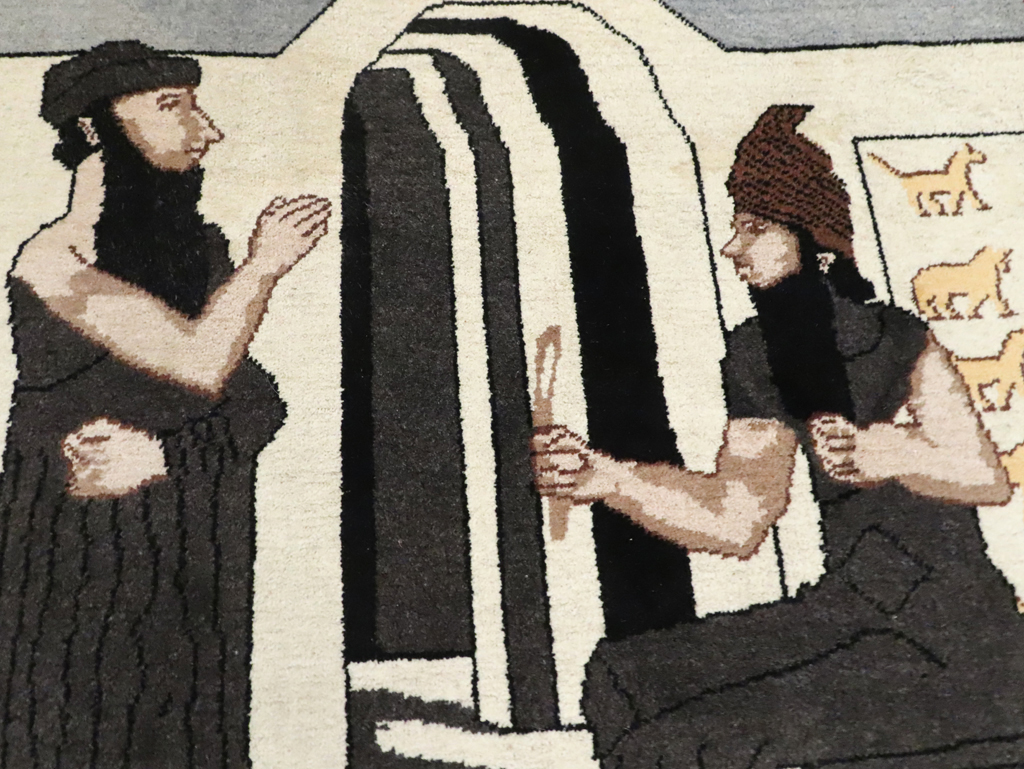 Vintage Egyptian Tabriz Pictorial Rug, No.30406 - Staging