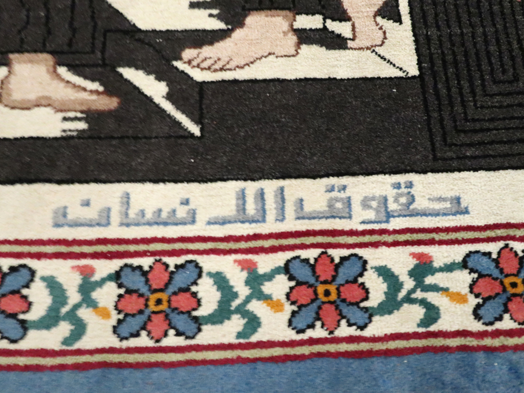 Vintage Egyptian Tabriz Pictorial Rug, No.30406 - Staging