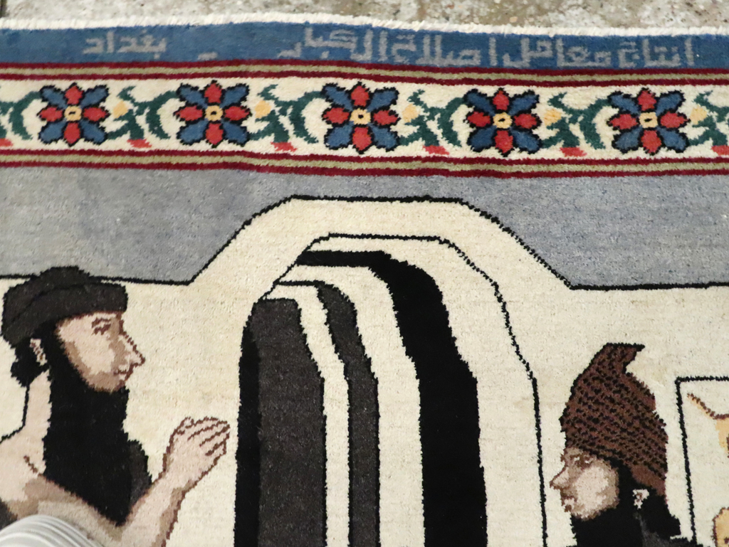 Vintage Egyptian Tabriz Pictorial Rug, No.30406 - Staging