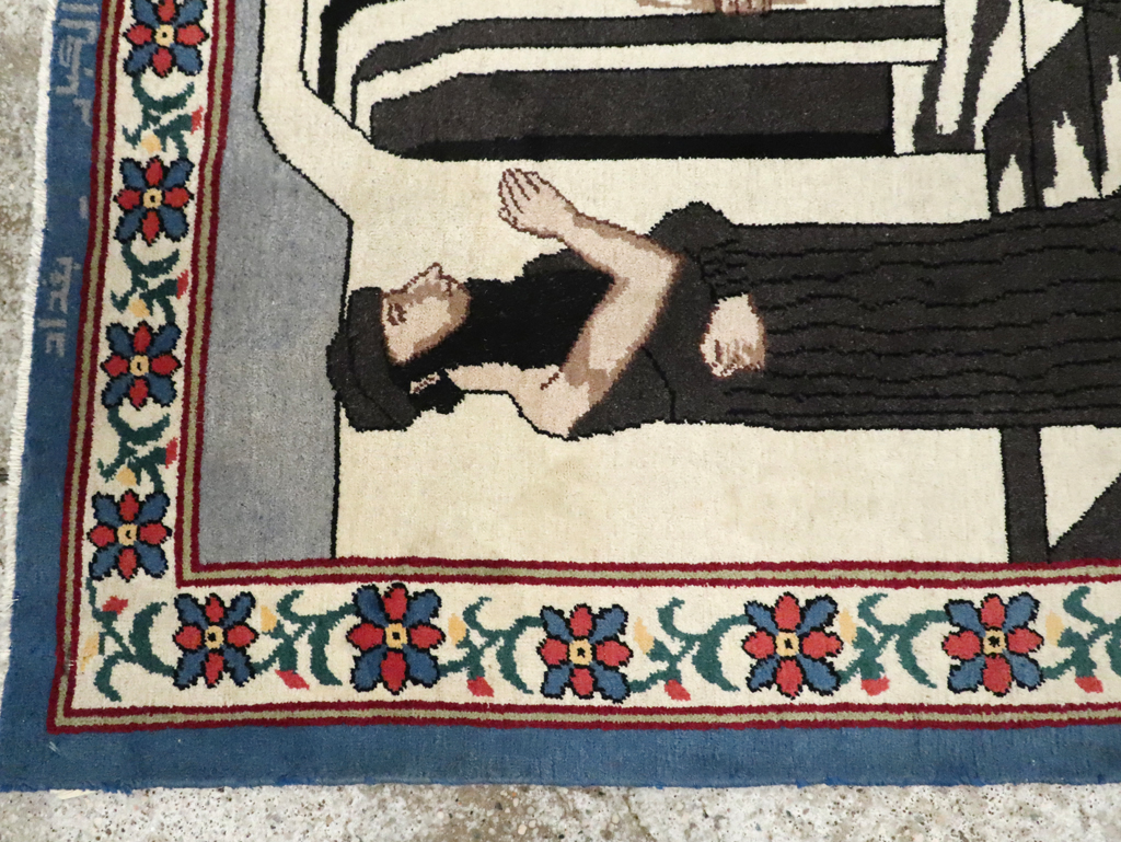 Vintage Egyptian Tabriz Pictorial Rug, No.30406 - Staging