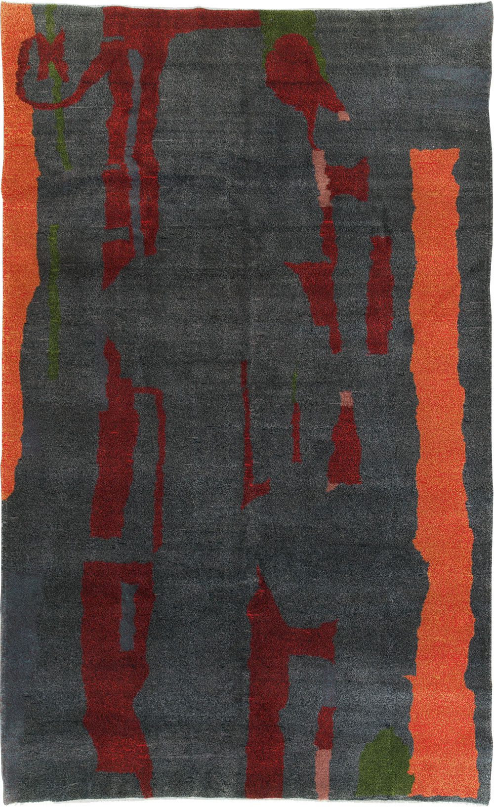 Vintage Turkish Art Deco Style Accent Carpet, No.30408 - Staging