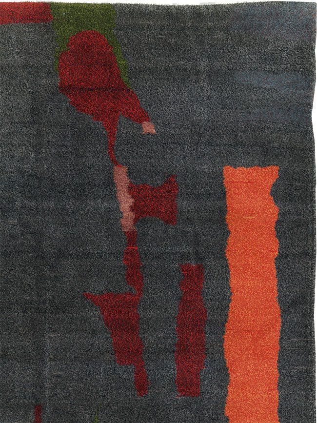 Vintage Turkish Art Deco Style Accent Carpet, No.30408 - Staging