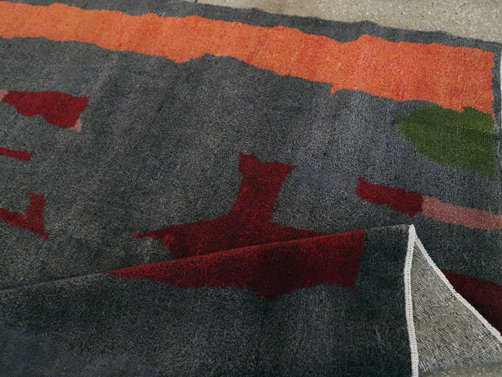 Vintage Turkish Art Deco Style Accent Carpet, No.30408 - Staging