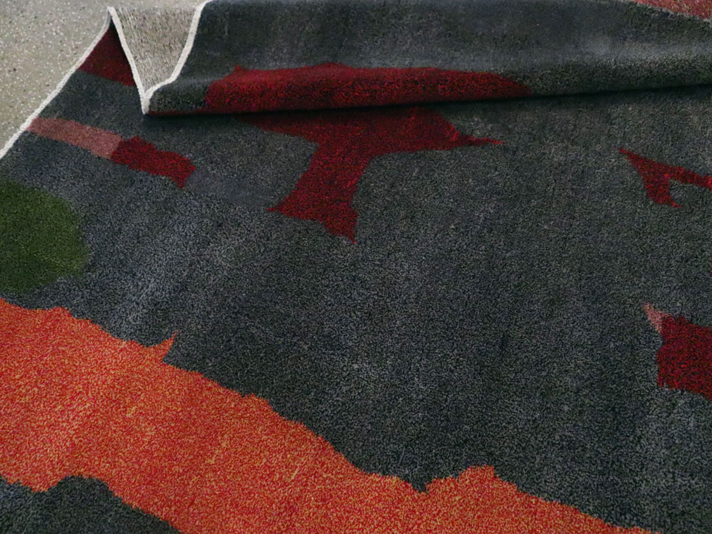 Vintage Turkish Art Deco Style Accent Carpet, No.30408 - Staging