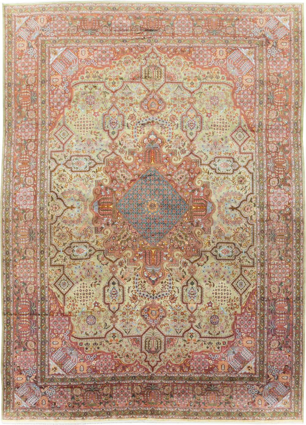 Vintage Persian Silk Kashan, No.30411 - Staging