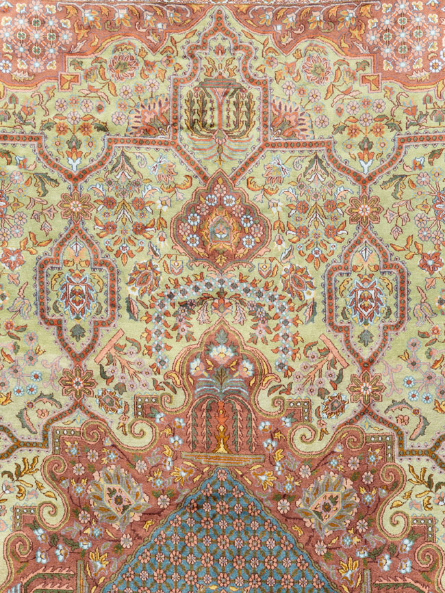 Vintage Persian Silk Kashan, No.30411 - Staging