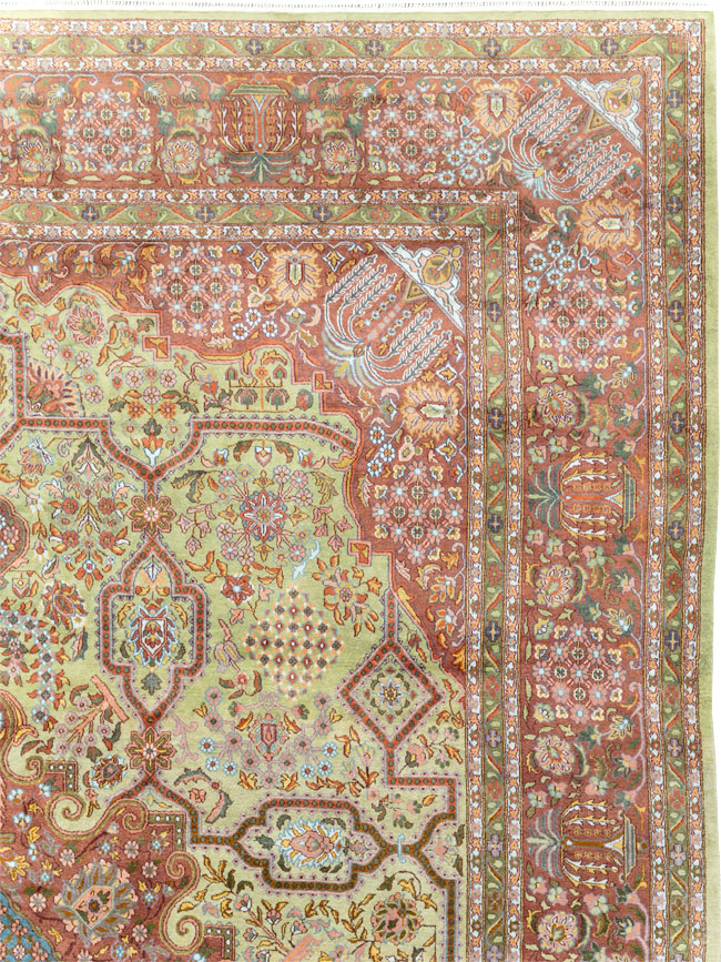 Vintage Persian Silk Kashan, No.30411 - Staging
