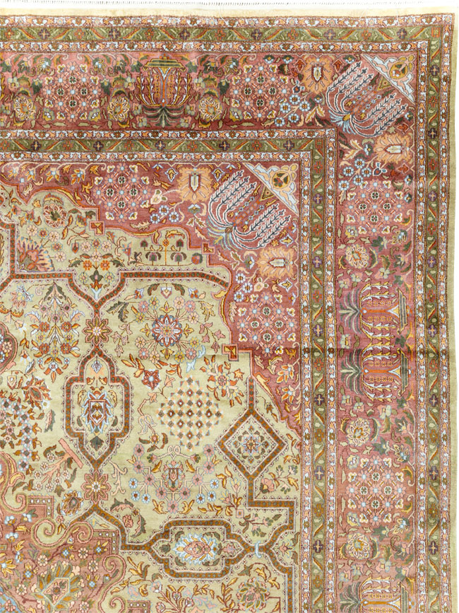 Vintage Persian Silk Kashan, No.30411 - Staging