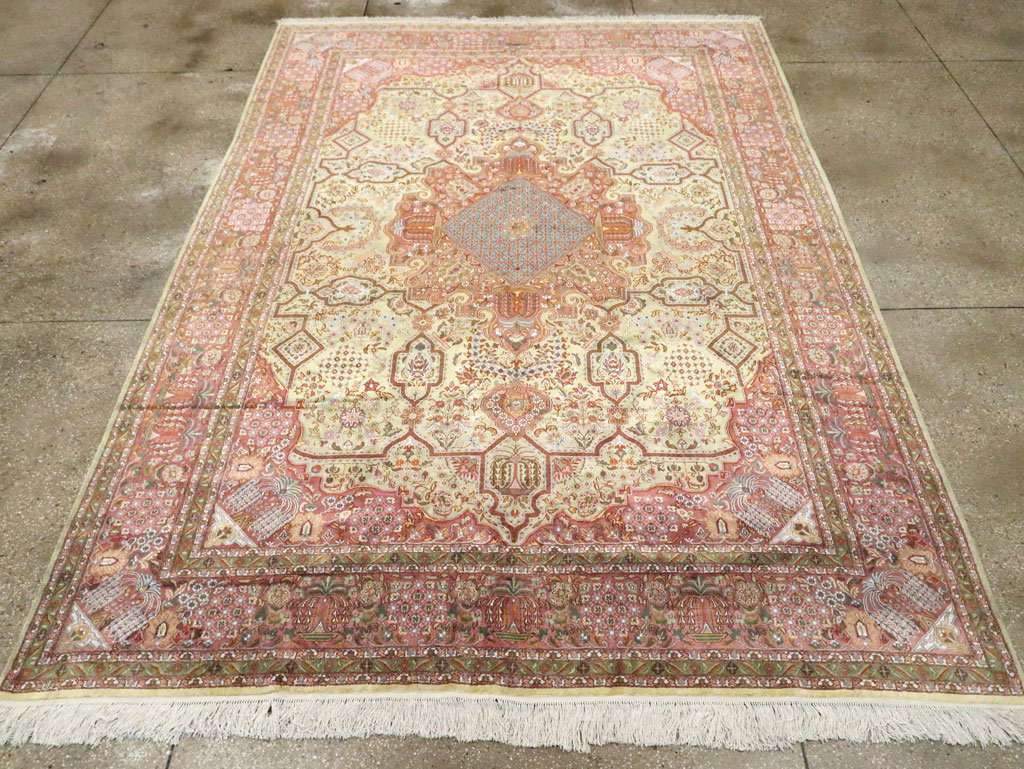 Vintage Persian Silk Kashan, No.30411 - Staging