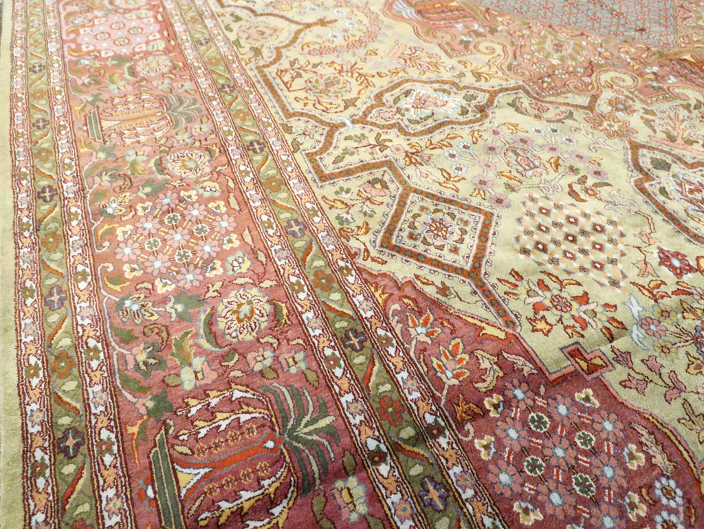 Vintage Persian Silk Kashan, No.30411 - Staging