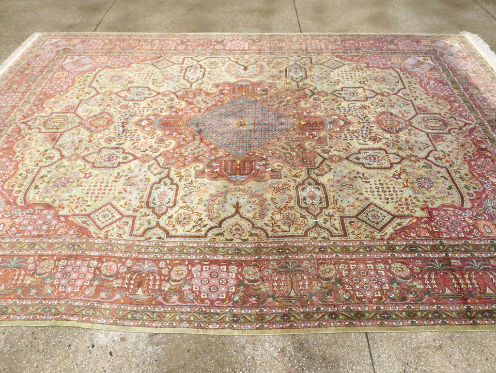 Vintage Persian Silk Kashan, No.30411 - Staging